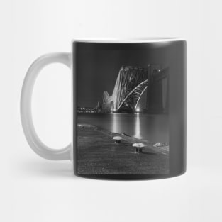 The Forth Bridge at night in Black and White Mug